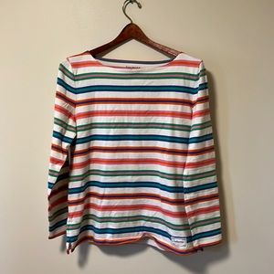TALBOTS Knit Striped Cotton Top Light Sweater